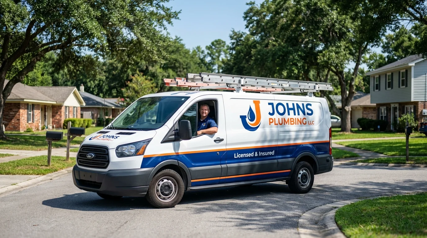 Johns Plumbing LLC service van in East Peoria, IL