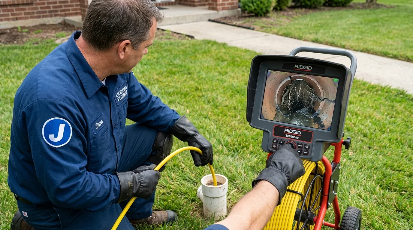 Sewer camera inspection being performed by Johns Plumbing LLC in East Peoria